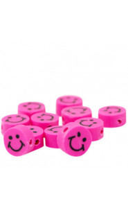 Katsuki beads 10mm Smiley Dark pink